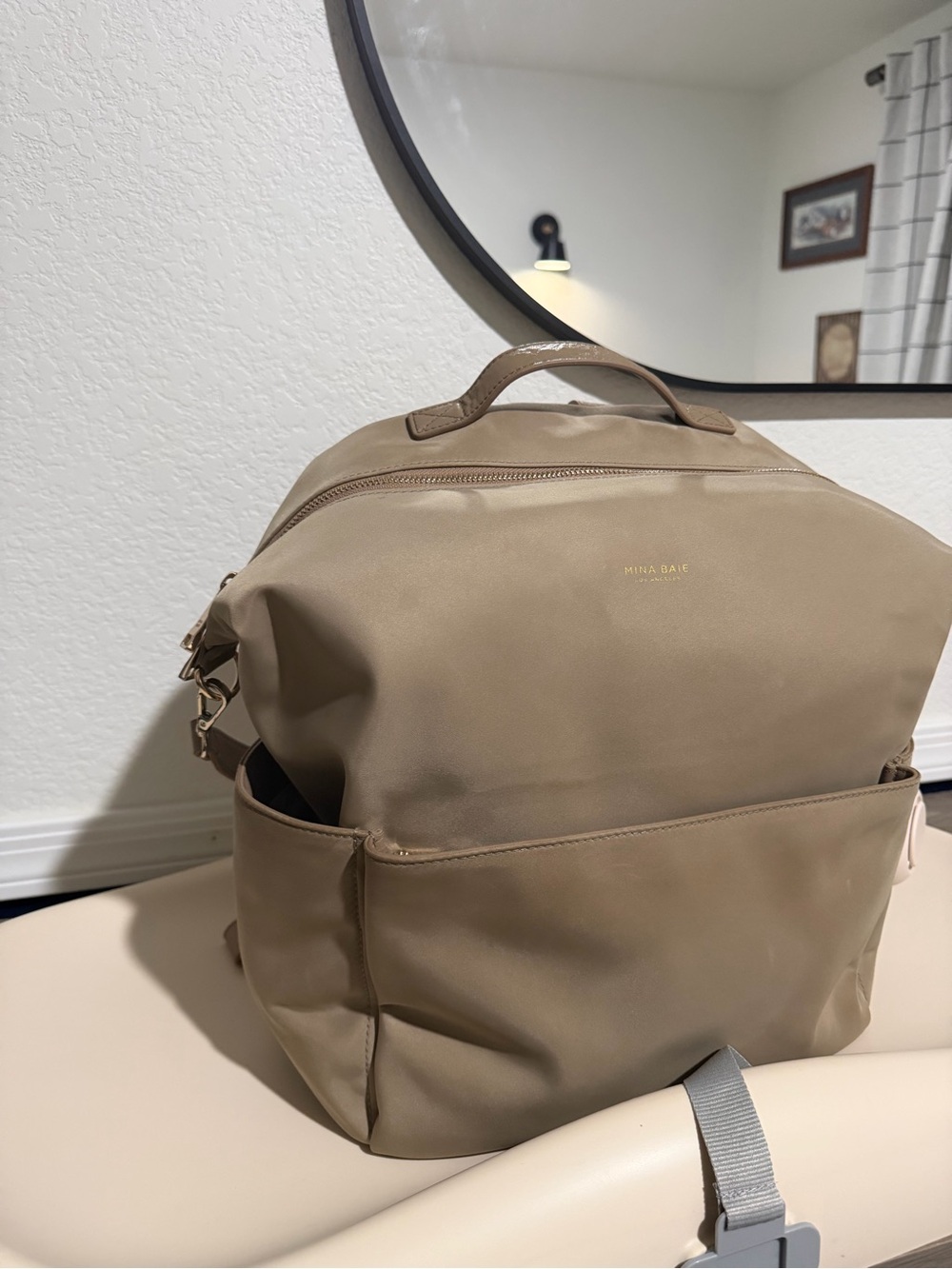 Mina Baie Taupe Everyday Nylon Backpack - Men's Casual Bag